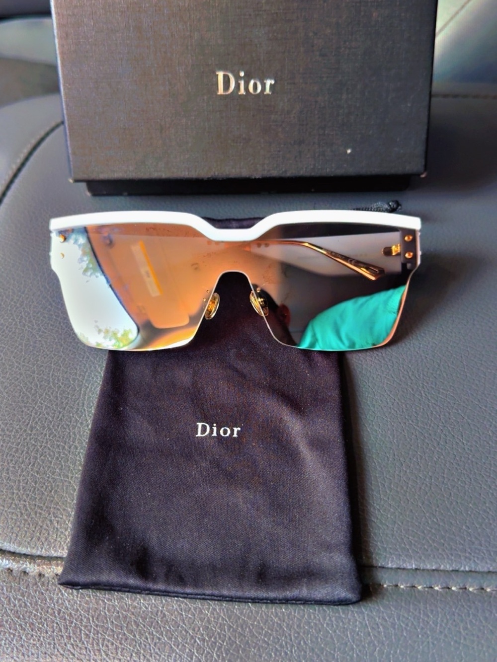 Christian Dior M4U Sheild Sunglasses (white/gold) LIKE NEW!!